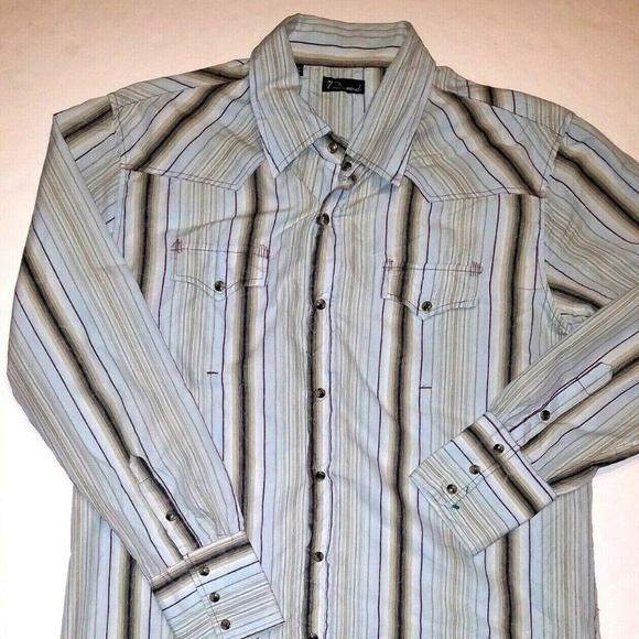 7 Diamonds Western-Style Pearl Snap Button Shirt - Picture 1 of 3